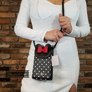 Kate Spade New York Disney Minnie Mouse North South Flap Phone Crossbody BLACK